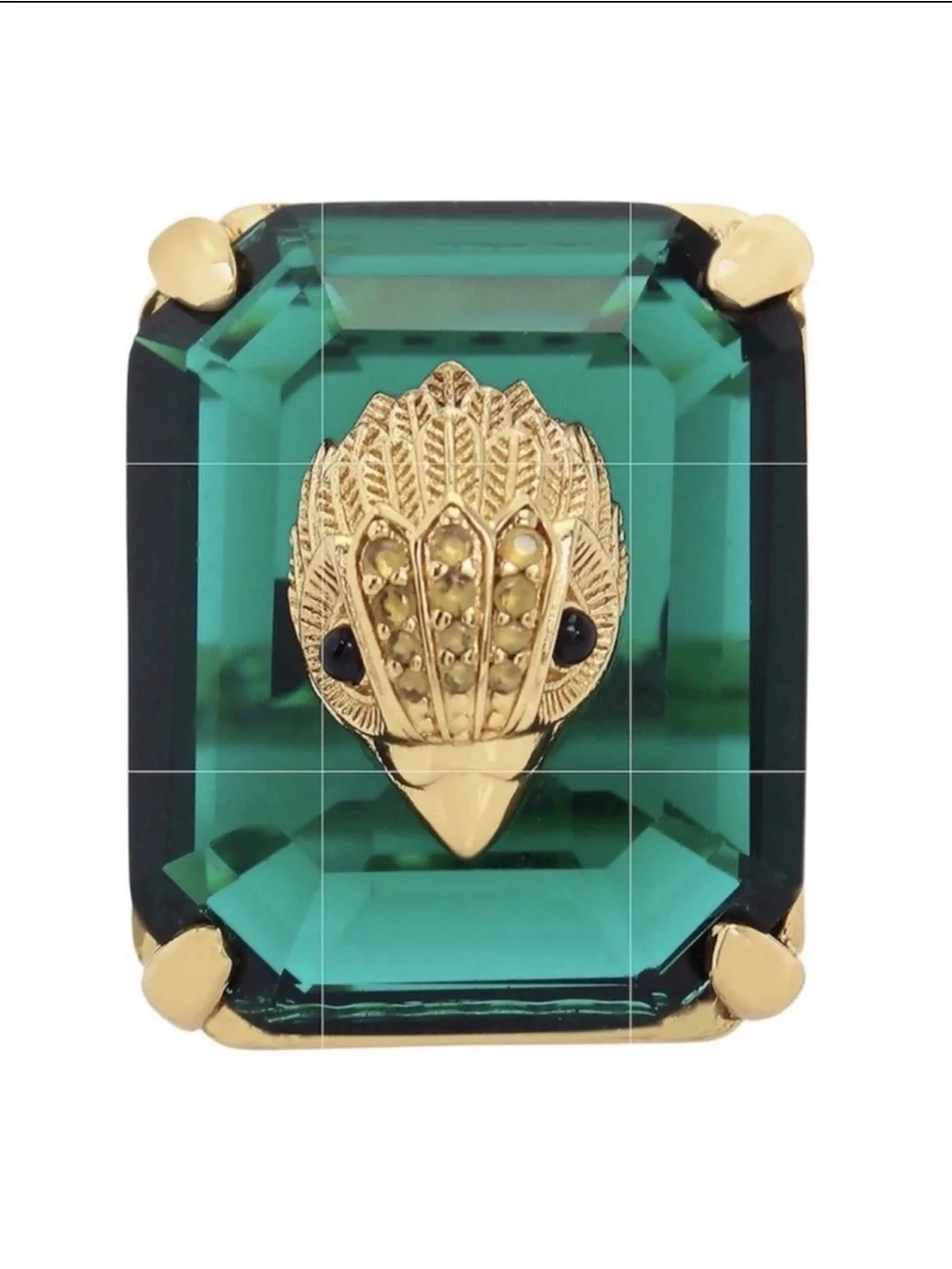 Kurt Geiger London XL Cocktail Emerald Green Ring Sz 7 - Picture 4 of 7
